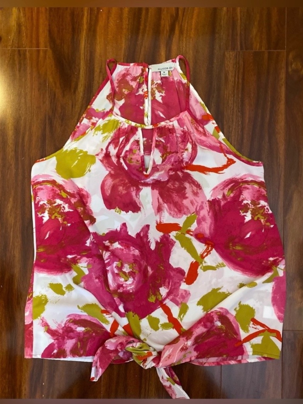 Allison Joy Fuchsia Floral Halter Tie-Front flowy Top